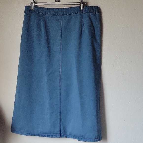 Velvet Heart Vintage Button Up Blue Midi A-Line Skirt Size L - Picture 2 of 8